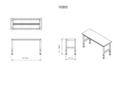 HBM Werkbank Met Massief Houten Blad, In Hoogte Verstelbaar, 152 Cm -Thuis Gereedschap Winkel 10305 frame maten.jpg 1200x600 e916cebc88