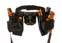 ToolPack Industriële Gereedschapsgordel, 2 Vaste Holsters, Rolbandmaat- & Hamerhouder, Zwarte Afwerking