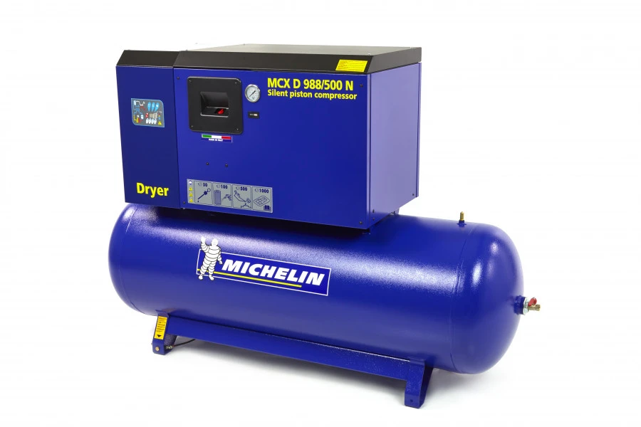 Michelin 10 PK 500 Liter Gedempte Compressor MCXD 988/500 N MET DROGER 3 Michelin 10 PK 500 Liter Gedempte Compressor MCXD 988/500 N MET DROGER