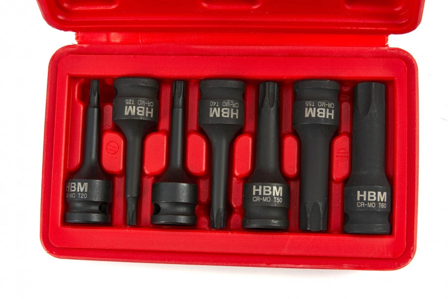 HBM 7 Delige Lange Torx Krachtdoppenset Met 3/8" Opname 4 HBM 7 Delige Lange Torx Krachtdoppenset Met 3/8" Opname - Afbeelding 2