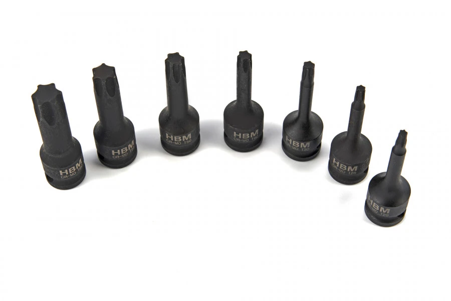 HBM 7 Delige Lange Torx Krachtdoppenset Met 3/8" Opname 3 HBM 7 Delige Lange Torx Krachtdoppenset Met 3/8" Opname
