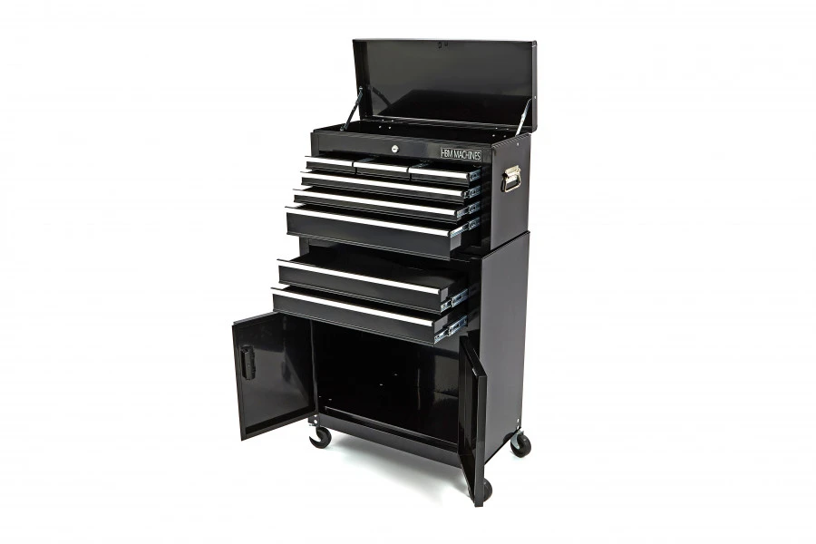 HBM Gereedschapswagen Met Opzetkast 61 Cm, Zwart 3 HBM Gereedschapswagen Met Opzetkast 61 Cm, Zwart