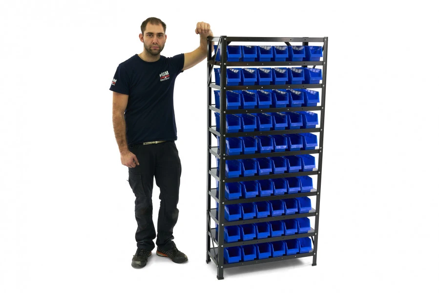 HBM Bakkenkast, Opbergsysteem, Stelling Met 60 Opbergbakken 7 HBM Bakkenkast, Opbergsysteem, Stelling Met 60 Opbergbakken - Afbeelding 5