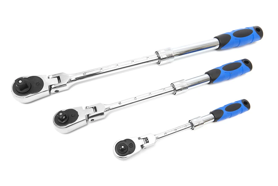 HBM 3 Delige Professionele Uitschuifbare Ratelset Met Kantelbare Koppen 3 HBM 3 Delige Professionele Uitschuifbare Ratelset Met Kantelbare Koppen