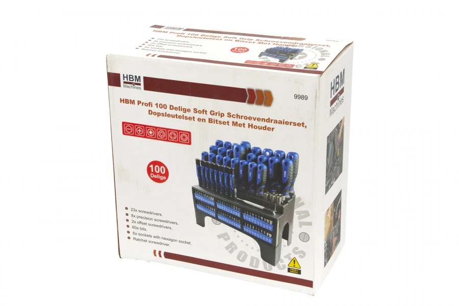 HBM Profi 100 Delige Soft Grip Schroevendraaierset, Dopsleutelset En Bitset Met Houder 12 HBM Profi 100 Delige Soft Grip Schroevendraaierset, Dopsleutelset En Bitset Met Houder - Afbeelding 10
