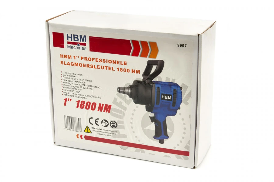 HBM 1'' Professionele Slagmoersleutel 1800 NM 10 HBM 1'' Professionele Slagmoersleutel 1800 NM - Afbeelding 8