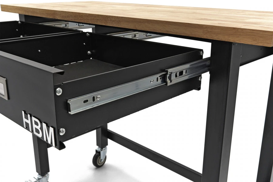 HBM Werkbank Met Massief Houten Blad, 2 Laden, Verrijdbaar, 122 Cm 10 HBM Werkbank Met Massief Houten Blad, 2 Laden, Verrijdbaar, 122 Cm - Afbeelding 8