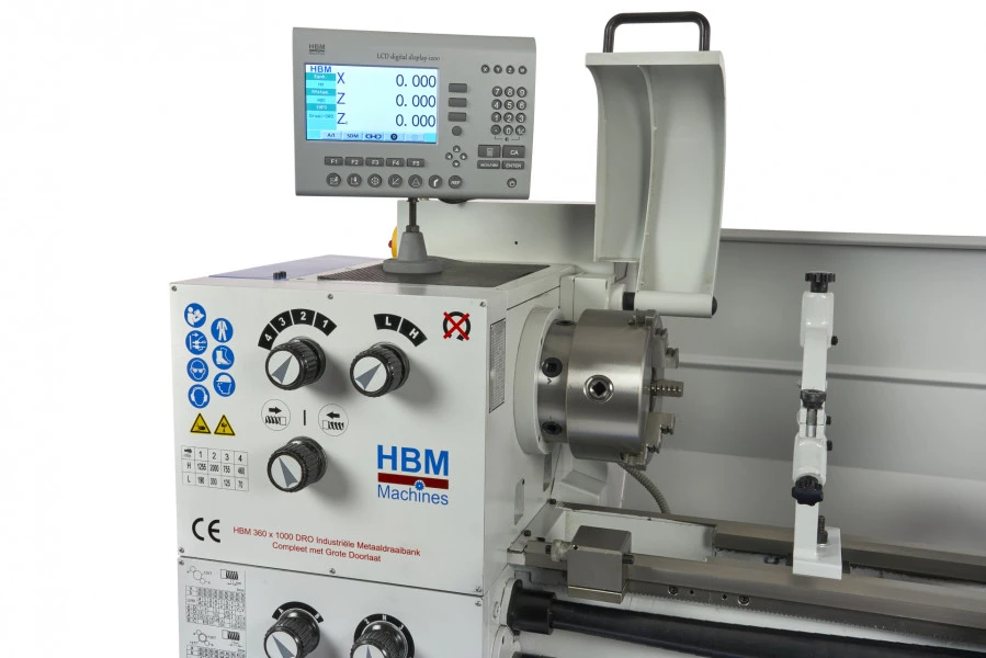 HBM 360 X 1000 Industriële Metaaldraaibank Compleet Met Grote Doorlaat Met 3 Assig LCD Digitaal Uitleessysteem - 400 Volt 11 HBM 360 X 1000 Industriële Metaaldraaibank Compleet Met Grote Doorlaat Met 3 Assig LCD Digitaal Uitleessysteem - 400 Volt - Afbeelding 9